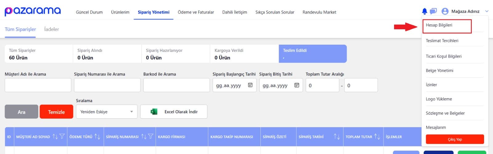 Pazarama entegrasyon