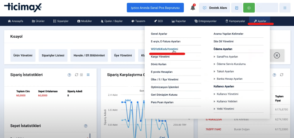 ticimax api ayarlari 1