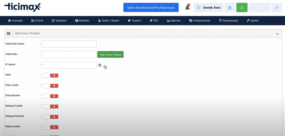 ticimax api bilgileri 1