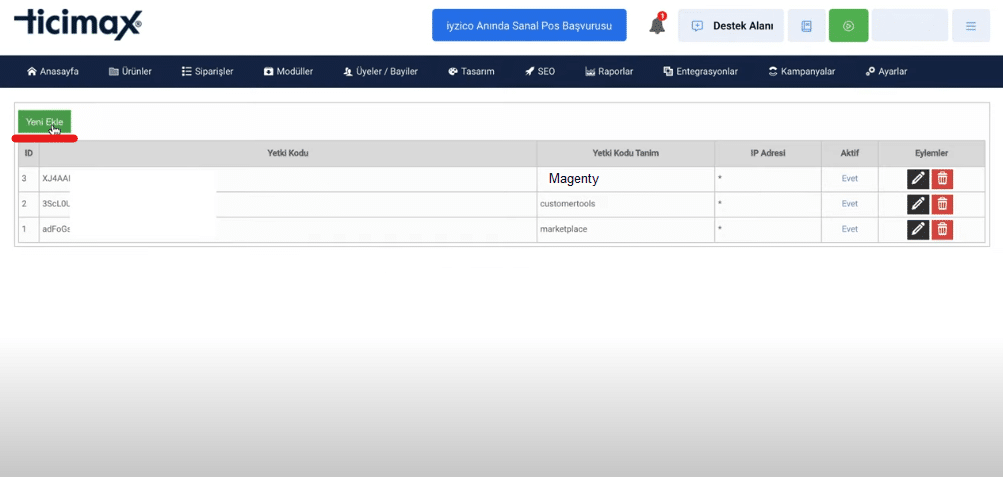 ticimax api entegrasyonu